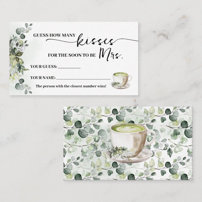 Eucalyptus Matcha How many Kisses for Mrs Card Platzkarte (Vorne/Hinten)