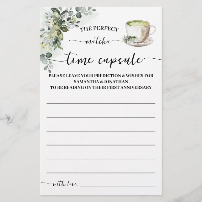 Eucalyptus Matcha Time Capsule Advice Game Card Flyer (Vorne)