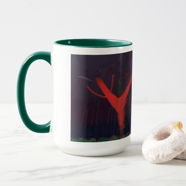Eucalyptus Midnight Mug. Impressionist art. Tasse (Mit Donut)