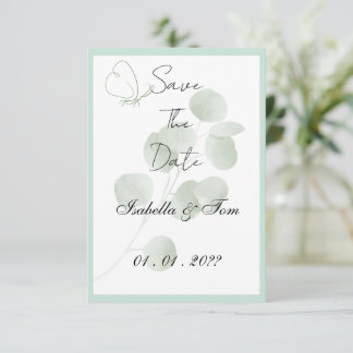 Eucalyptus Minimalistische Botanische Hochzeitsank Save The Date