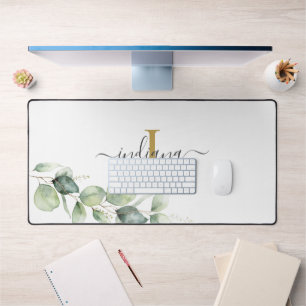 Eucalyptus-Monogramm-Schriftzug Minimalistisch Schreibtischunterlage