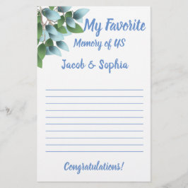 EUCALYPTUS MY MEMORY BRAUTPARTY GAME CARD FLYER