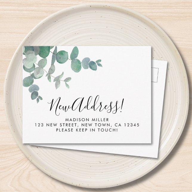 Eucalyptus New Address Moving Ankündigungspostkarte (Von Creator hochgeladen)