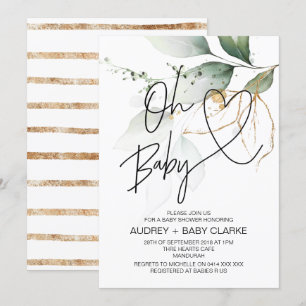 Eucalyptus Oh Baby Modern Boy Girl Babydusche Einladung