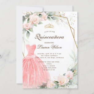 eucalyptus or floral Quinceañera Invitation
