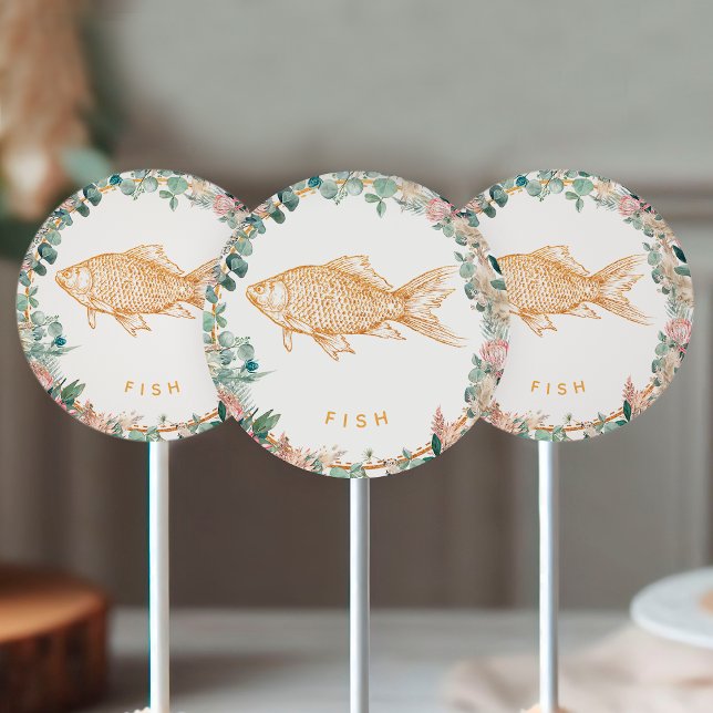 Eucalyptus Pampas Proteas Gold Fish Meal Choice  Runder Aufkleber (Von Creator hochgeladen)