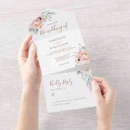 Eucalyptus Peonies en un mariage Invitation