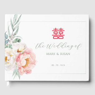 Eucalyptus Peonies Livre d'invité Mariage chinois