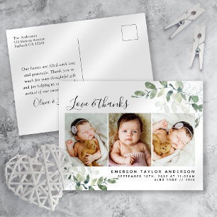 Eucalyptus Photo Carte de remerciements bébé