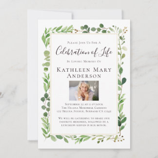 Eucalyptus Photo Celebration of Life Invitation