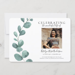 Eucalyptus Photo Funeral Invitation