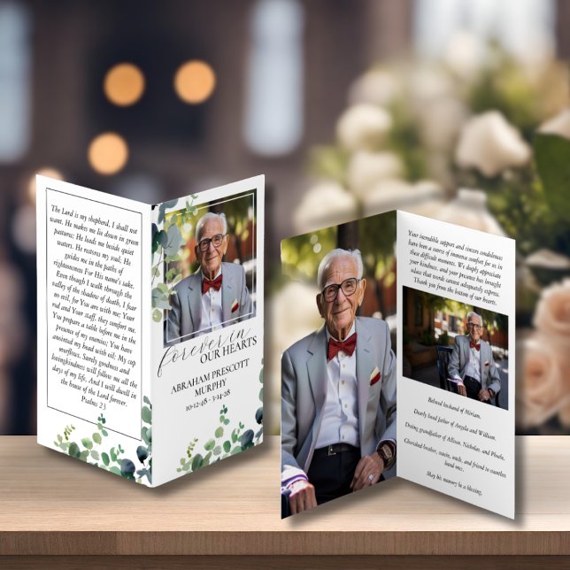 Eucalyptus Photo Petite carte de prière commémorat (Créateur téléchargé)