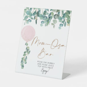Eucalyptus Pink Balloon Baby Shower Mama-osa Bar Sockelschild
