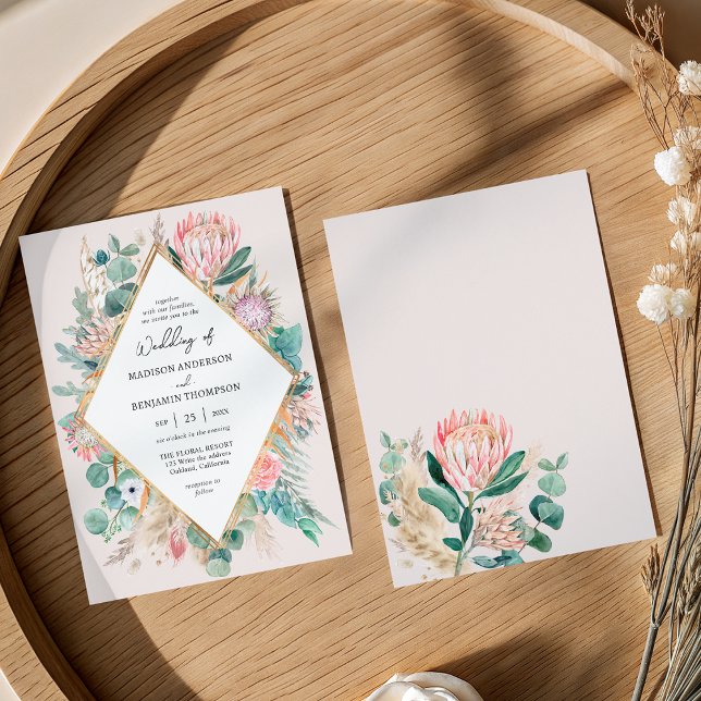 Eucalyptus Protea Pampas Grass Wedding invitation Einladung (Von Creator hochgeladen)