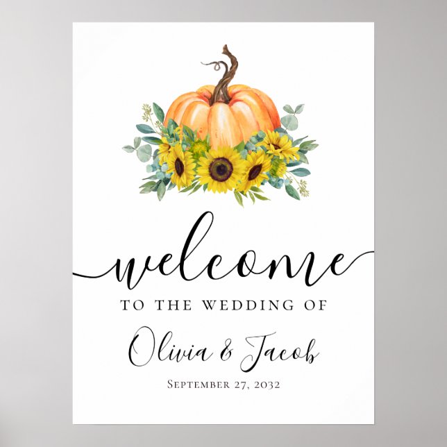 Eucalyptus Pumpkin Wedding Welcome Sign Poster (Vorne)