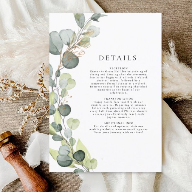 Eucalyptus Rustic Mariage Détails Carte de boîtier (Créateur téléchargé)