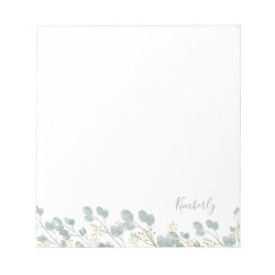 Eucalyptus rustique avec Bloc-notes de nom