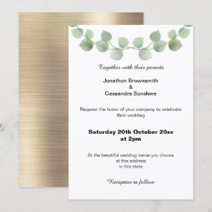 EUCALYPTUS SAGE BRUSHÉ OR FAIRE-PART DE MARIAGE