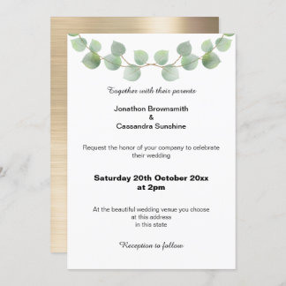 EUCALYPTUS SAGE BRUSHED GOLD WEDING INVITATION EINLADUNG