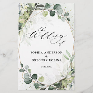 Eucalyptus Sage Green Programme de mariage moderne