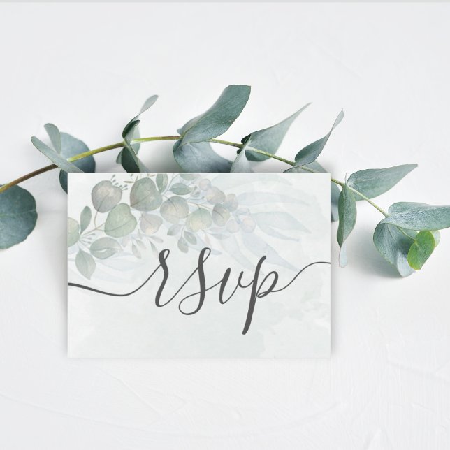 Eucalyptus sage green Wedding RSVP  Karte (Von Creator hochgeladen)