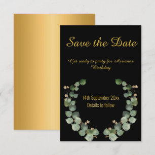 EUCALYPTUS SCHWARZE GOLD REAKTION RSVP CARD KARTE