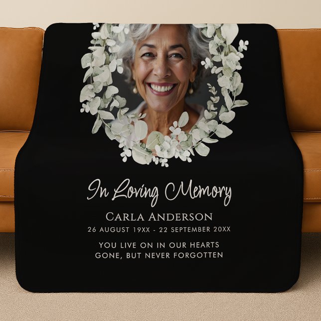 Eucalyptus Script Custom Text & Photo Memorial Sherpadecke (Von Creator hochgeladen)