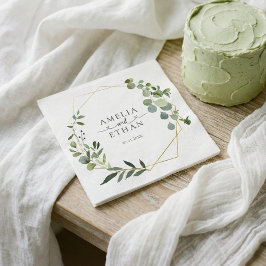 Eucalyptus Script Heart Wedding Serviette