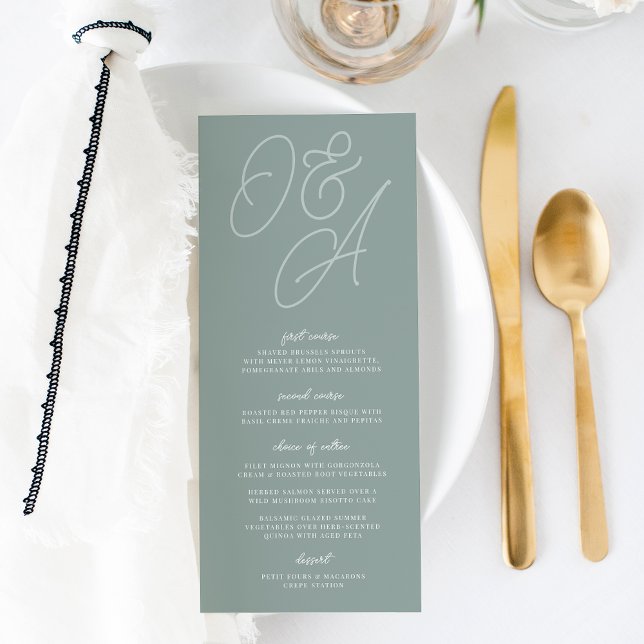 Eucalyptus | Script Watermark Monogram Wedding Menükarte (Von Creator hochgeladen)