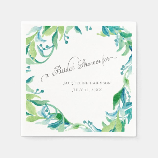 Eucalyptus Seed Leaf Laurel Wreath Brautparty Serviette (Vorderseite)