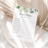 Eucalyptus Simple Baby Shower Hopwers & Wish Card
