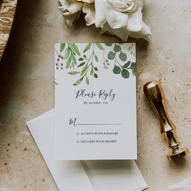 Eucalyptus Simple Brown Floral RSVP (Créateur téléchargé)