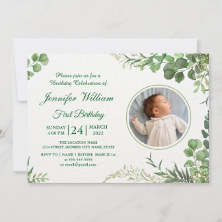 Eucalyptus Simple Elegant Niedlich Baby Erstgeburt Einladung