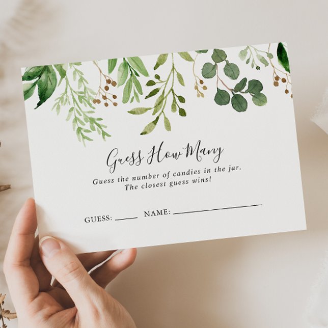 Eucalyptus Simple Floral Devinez Combien De Carte  (Créateur téléchargé)