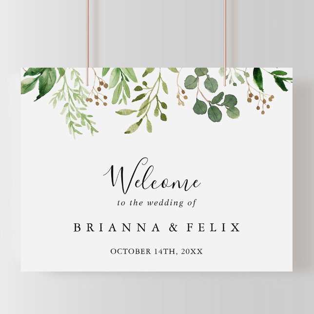 Eucalyptus Simple Floral Mariage Affiche de bienve (Créateur téléchargé)