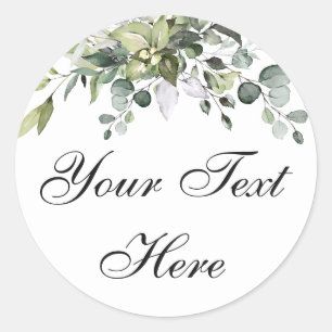 Éucalyptus Sticker Classic Round Texte Personnalis