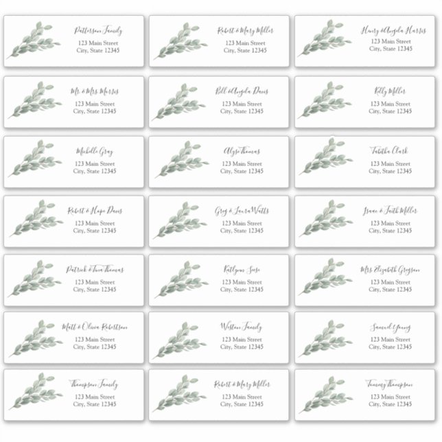 Éucalyptus Sticker Enveloppe Adresse Invité (Devant)