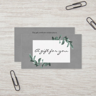 Eucalyptus sur certificat cadeau gris