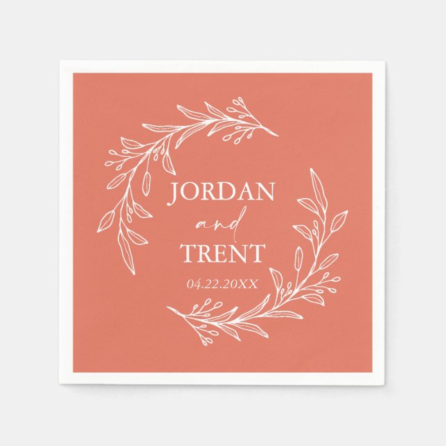 Eucalyptus Terracotta Custom Wedding Paper Napkins Serviette (Vorderseite)