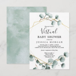 Eucalyptus verdure Baby shower virtuel Invitation