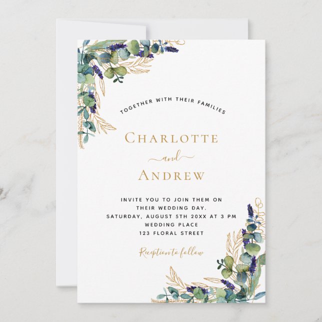 Eucalyptus verdure élégante invitation de mariage (Devant)