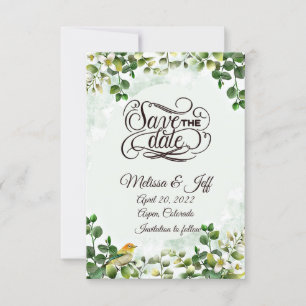Eucalyptus verdure enregistrer la date invitation