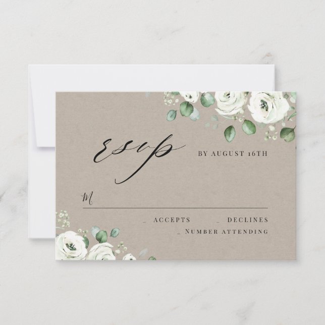 Eucalyptus verdure fleurie mariage rustique RSVP (Devant)