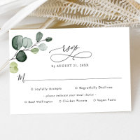 Eucalyptus Verdure Mariage Rsvp avec options de re