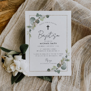 eucalyptus vert baptême invitation