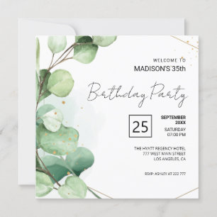Eucalyptus vert Invitation d'anniversaire