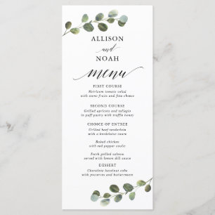 Eucalyptus vert noir blanc menu simple