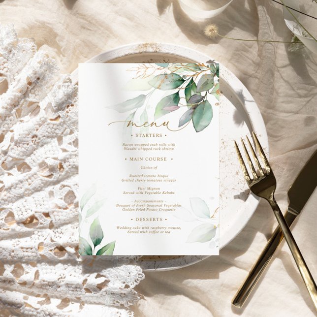 Eucalyptus vert & or Mariage Floral Menu (Créateur téléchargé)