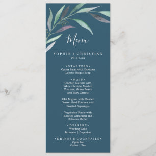 Eucalyptus vert pourpre Menu Mariage Bleu