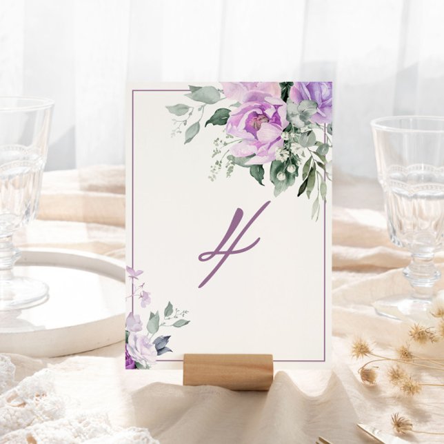 Eucalyptus Violet Flowers Mariage Numéro de table (Créateur téléchargé)